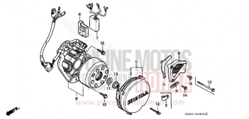 GENERATOR/CDI UNIT/LEFT CRANKCASE COVER CR250RL de 1990